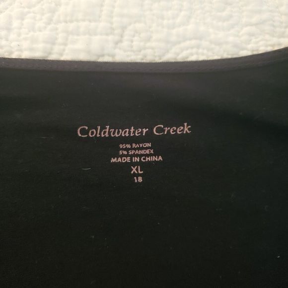 Coldwater Creek Sweater Womens XL BLACK Pullover Knit Stretch V Neck Lightweight - Picture 2 of 10
